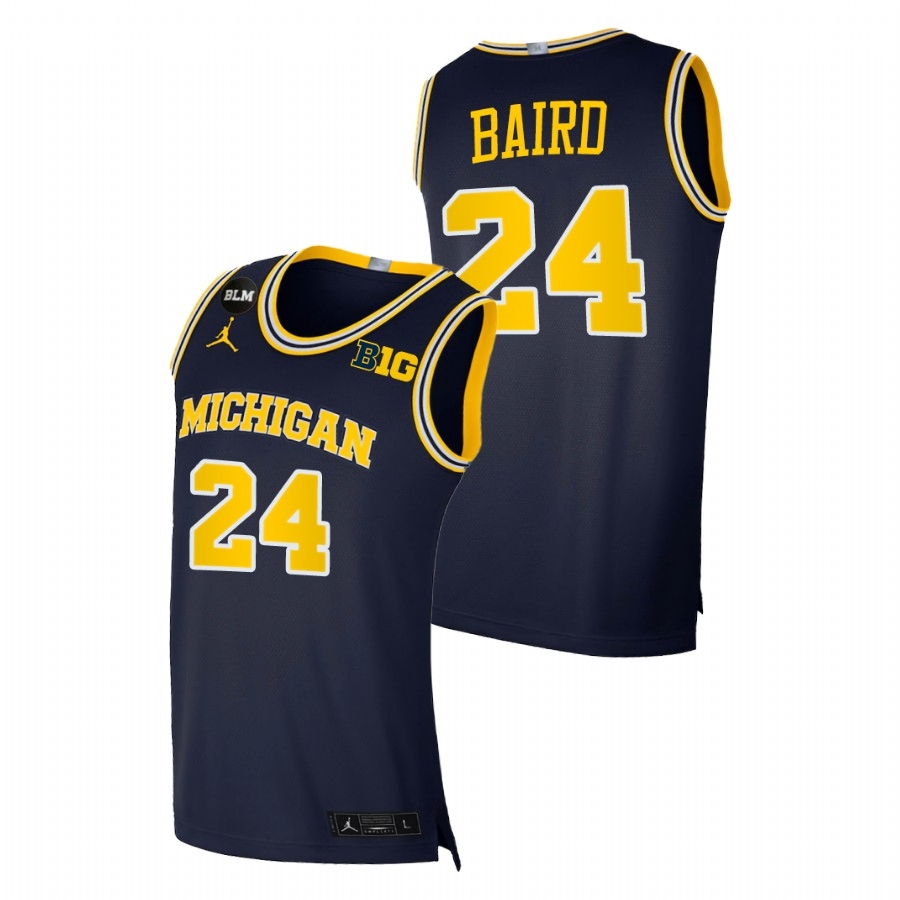 Michigan Wolverines Men's NCAA C.J. Baird #24 Navy BLM College Basketball Jersey ZTI4849EX